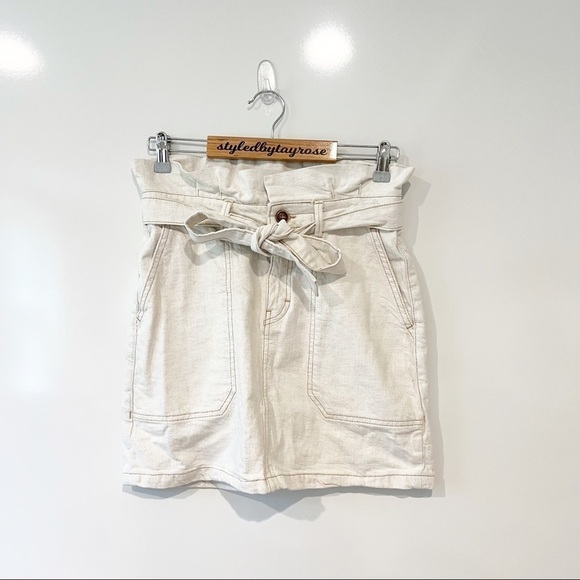 Free People Splendor in the Grass Cream Paper Bag Waist Mini Skirt - Picture 5 of 13